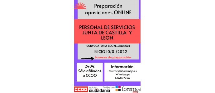 Curso online Preparación de Oposiciones Personal de Servicios JCyL 2022
